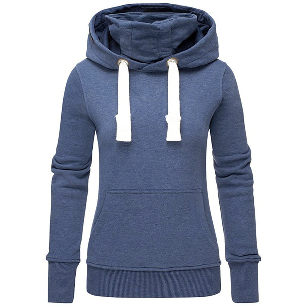 Women's Autumn And Winter Fleece Hooded Turtleneck Sweater