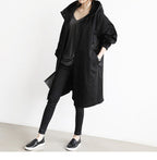 Women Windbreaker Jacket Casual Loose Button Pockets Hooded Quick Dry Windproof Waterproof Clothes For Outdoor Hiking Camping