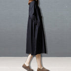 Fashion Solid Color Long-sleeved Dress Mid-length Lapel