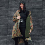 Mid-Length Leopard Print Camouflage Rivet European Street Heavy Industry Trench Coat