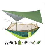 Outdoor Parachute Cloth Hammock Couble with Mosquito Net Light Portable Army Green Insect-proof Camping Aerial Tent
