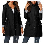 Casual hooded waist coat mid-length ladies trench coat