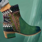 Handmade Ethnic Embroidered Ankle Boots - Vintage Bohemian Short Boots for Women