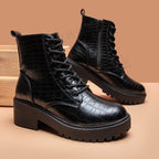 Round toe thick heel and velvet mid-heel Martin boots