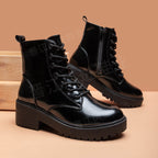 Round toe thick heel and velvet mid-heel Martin boots