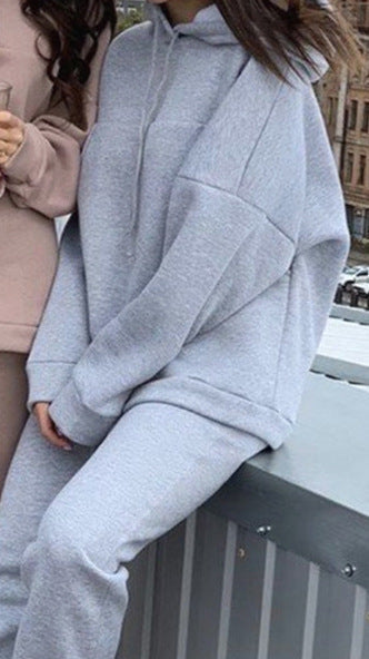 Two-piece solid color sweater with large pockets