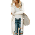 Mid-length Long-Sleeved Button Sweater Coat