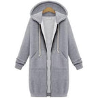 Hooded long-sleeved winter sweater women's jacket in a long thick shirt