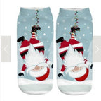 New 3D Printed Christmas Pattern Women's Boat Socks