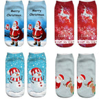 New 3D Printed Christmas Pattern Women's Boat Socks