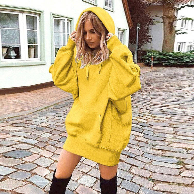 Women's hooded loose long sleeve thick sweater