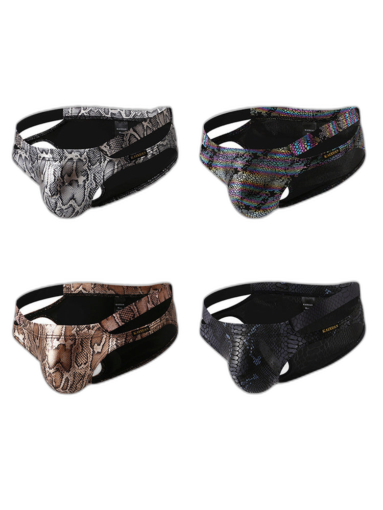 2-pack Men's Snake Print Hollow Briefs