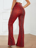 SXY High Waist Leopard Print Flared Leg Trousers