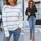 Striped Pullover Round Neck All-matching Women's Sweater