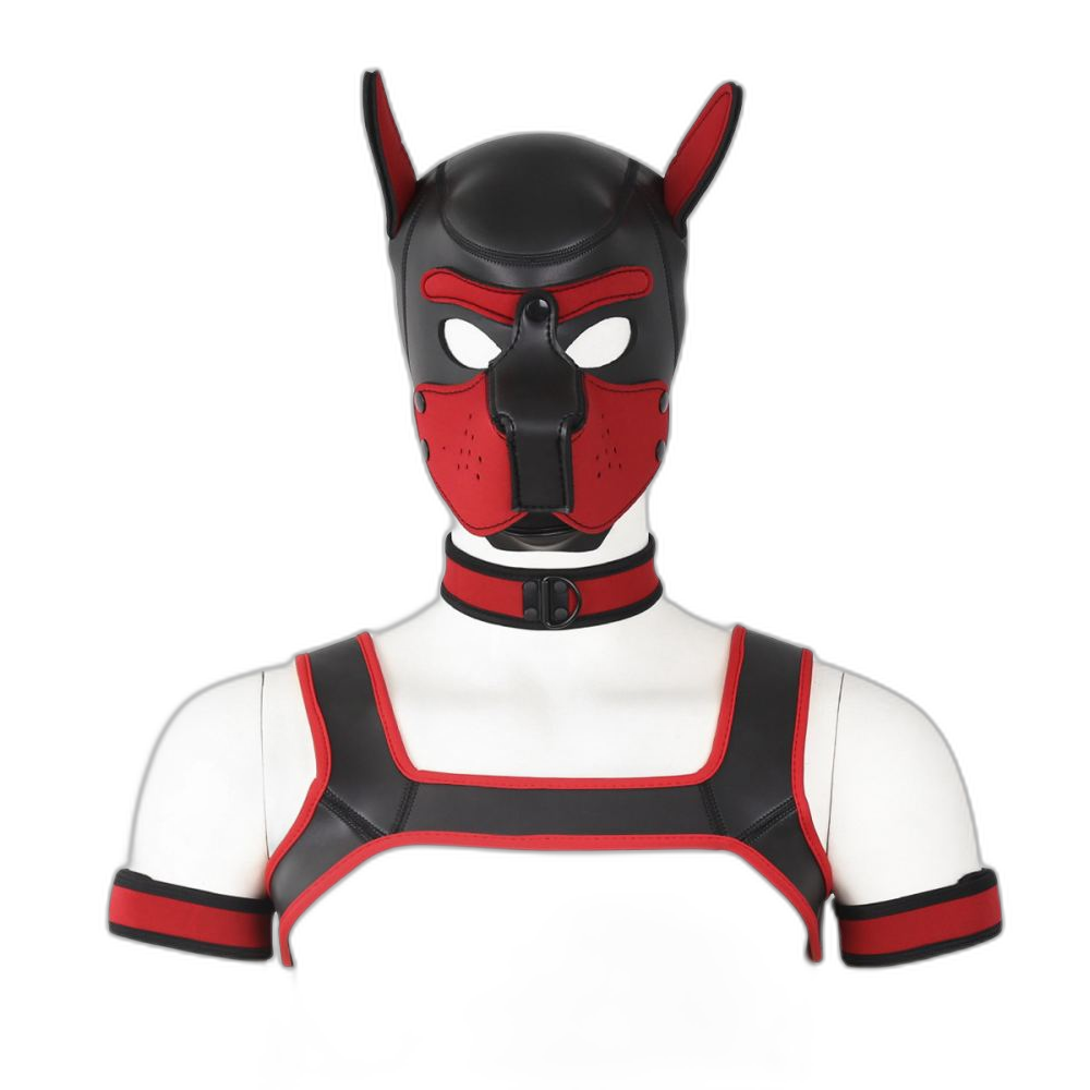 Beta Puppy Play Set - Pup Hood & BDSM Collar & Chest Harness
