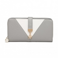 LP2216 - Miss Lulu Two Tone Women's Leather Look Clutch Purse - Grey