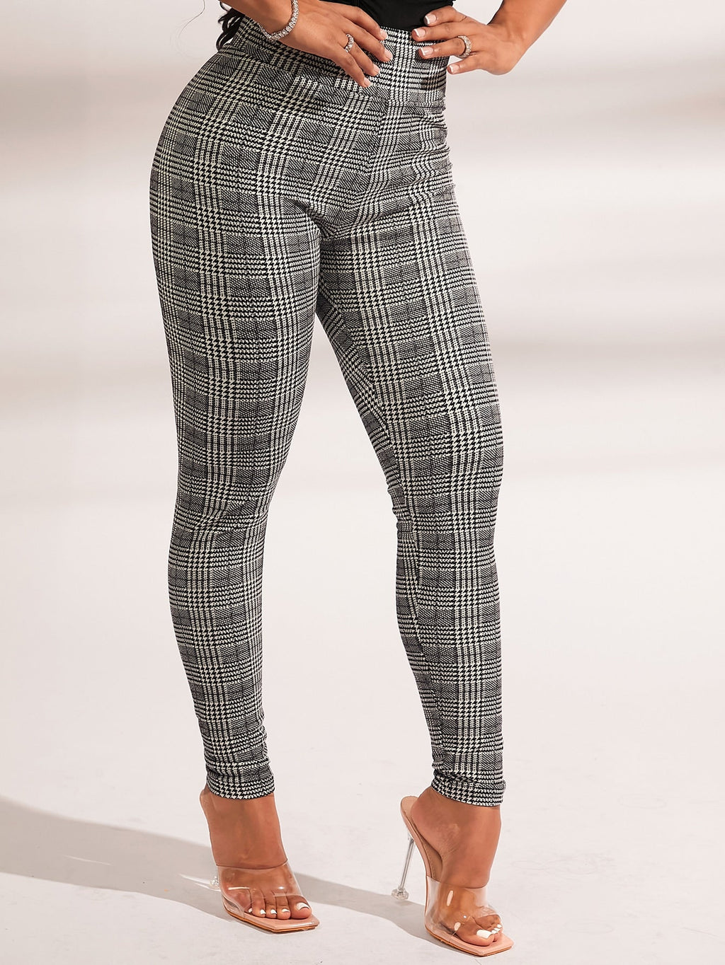 SXY Plaid Print Wideband Waist Leggings