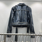 Fashion Denim Jacket Women's Retro High Waist Crop Top