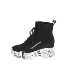 High-top lace-up letter boots