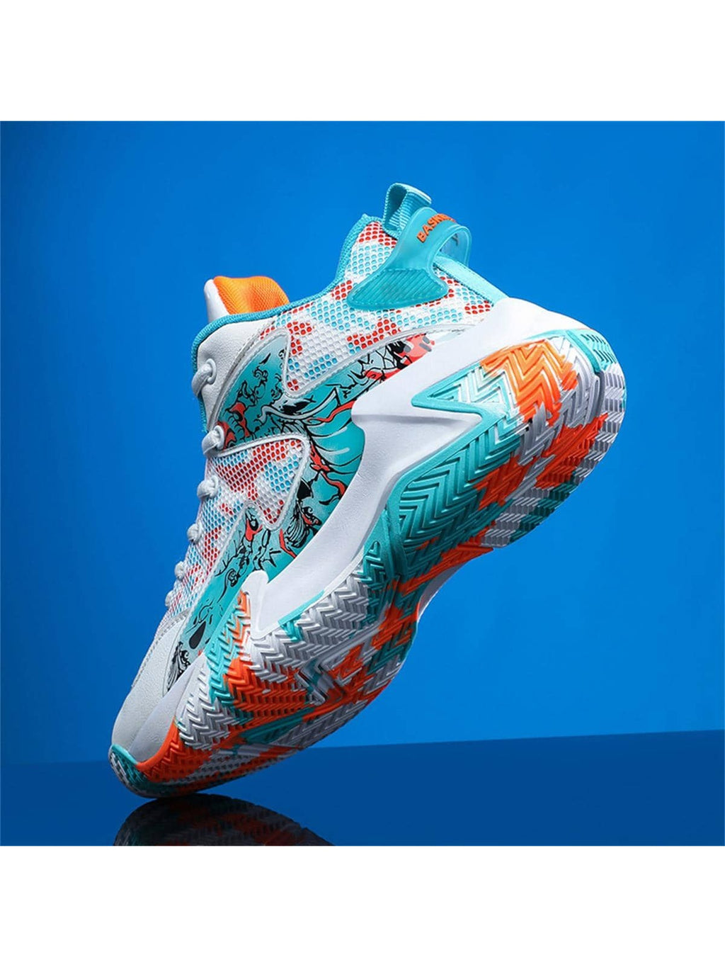 Men Random Anti-slip Graphic Lace Up Front Letter Patch Decor Sneakers, Sporty Outdoor Fabric Basketball Shoes