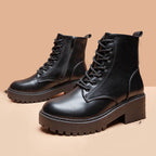 Round toe thick heel and velvet mid-heel Martin boots