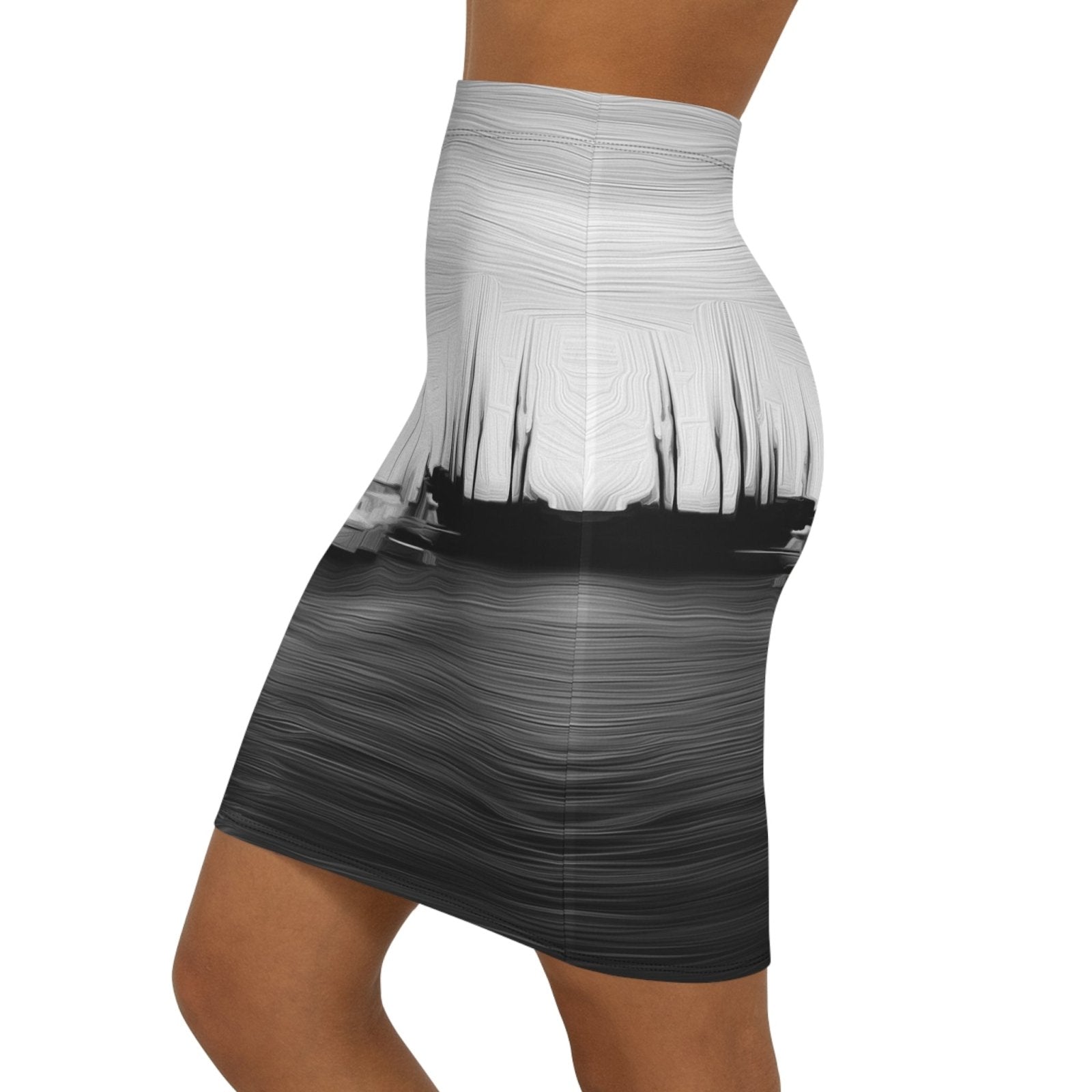 The Sleeping Yachts (at Night) - Womens Pencil Skirt