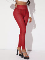SXY Plaid Print Wideband Waist Leggings