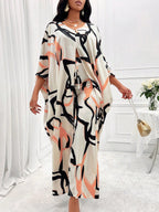 Lady Allover Print Batwing Sleeve Dress & Pants