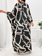 Lady Allover Print Batwing Sleeve Dress & Pants