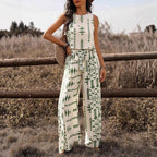 Women's Sleeveless Printed Pants Fashionable Two-Piece Set