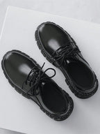 Men's Leather Shoes Men's Lace-up Shoes Thick Sole British Business Formal Casual Shoes, Black Wedding Shoes For Men
