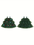 Christmas Little Girl Dress Star Print Square Neck Sleeveless Layered Tulle Dress with Plush Ball Christmas Hat