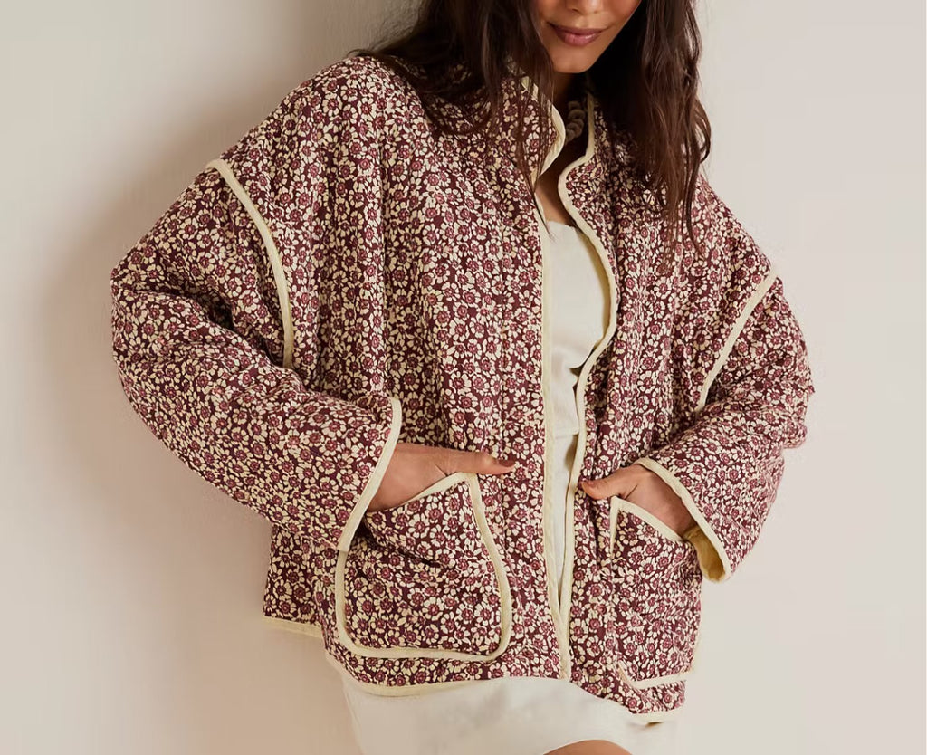 Flower Thin Pocket Decorative Cardigan Cotton Jacket