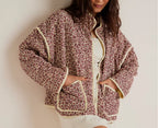 Flower Thin Pocket Decorative Cardigan Cotton Jacket