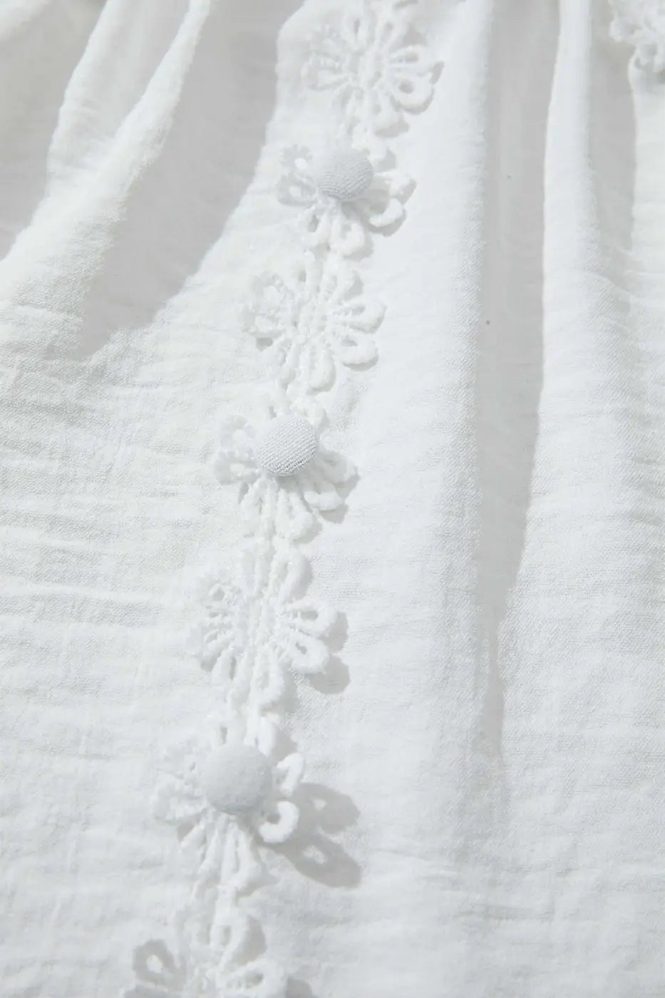White Guipure Lace Frill Sleeve Blouse Women UK | Elegant
