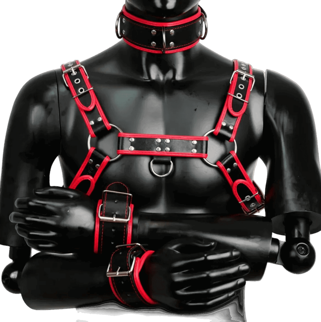 Harness, Cuff, Collar Bundle Red