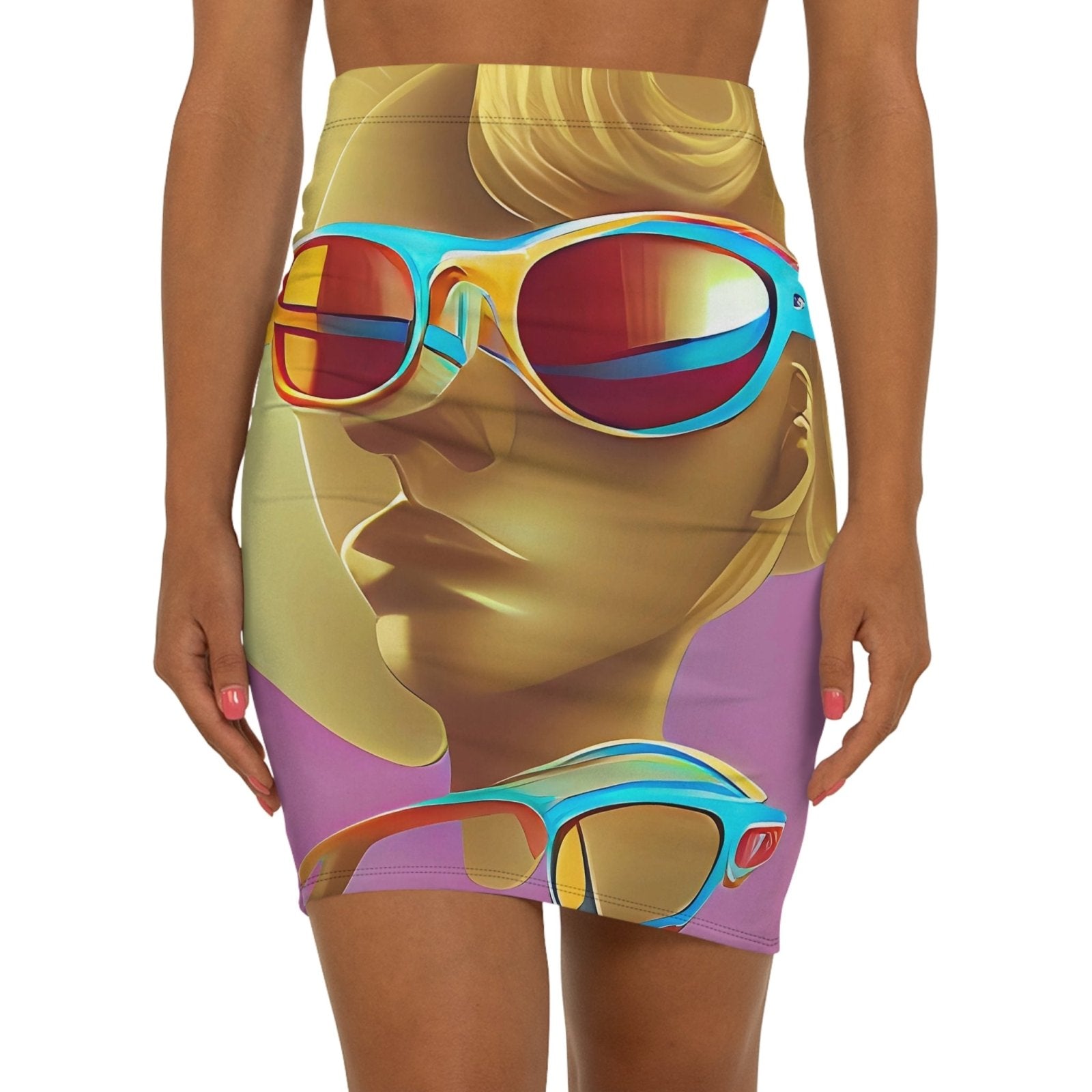 Retro Cool Pink - Womens Pencil Skirt