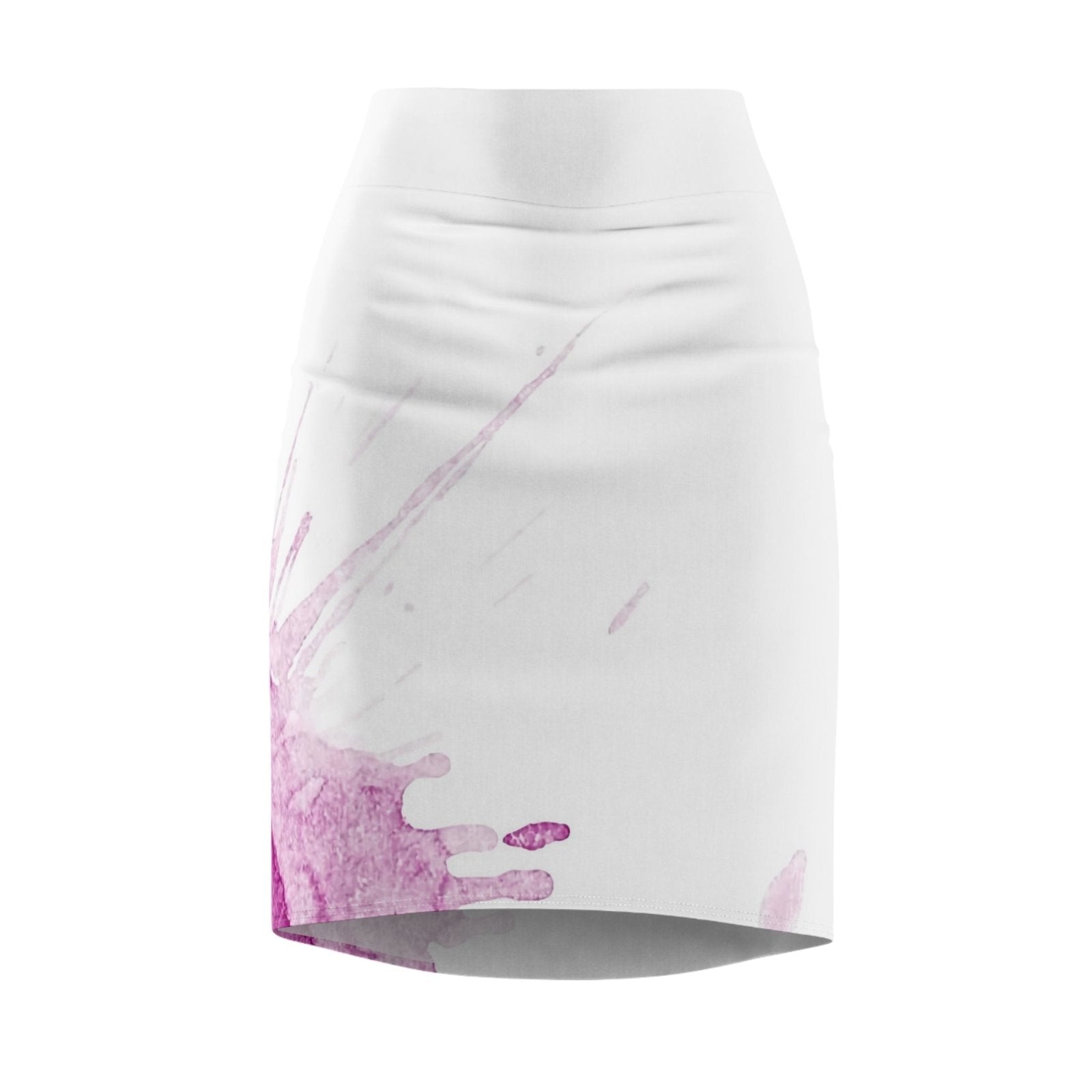 Watercolour Pink Splash - Womens Pencil Skirt