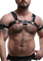 ruff GEAR Double Tone Leather Bulldog Harness White Black