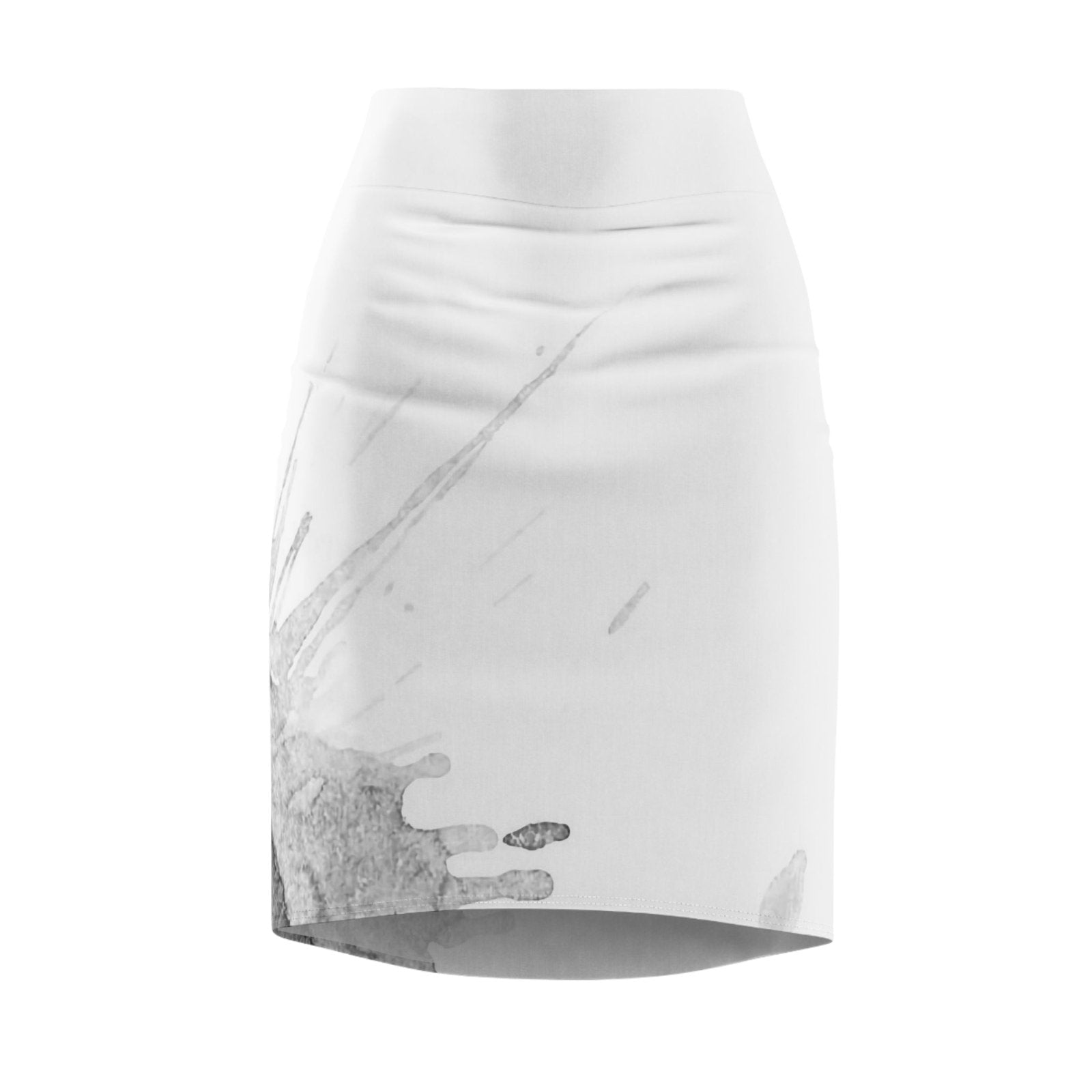 Watercolour Grey Splash - Womens Pencil Skirt