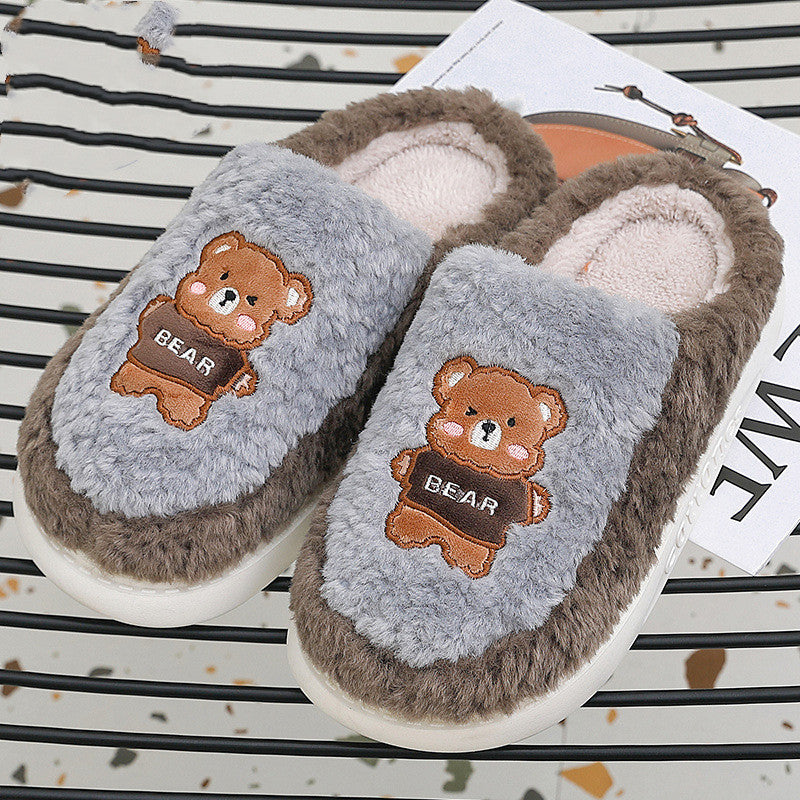 Bears Fur Slippers For Women To Keep Warm In Winter