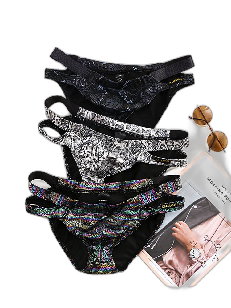 2-pack Men's Snake Print Hollow Briefs