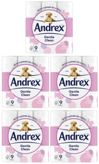 5 x Andrex Gentle Clean Toilet Tissue - 9 PACK