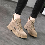 V-shaped meat powder leather boots