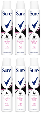 6 x Sure Women Anti P Invisible Pure - 200ML
