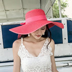Women's Seaside Summer Vacation Foldable Sun Hat With Wide Brim