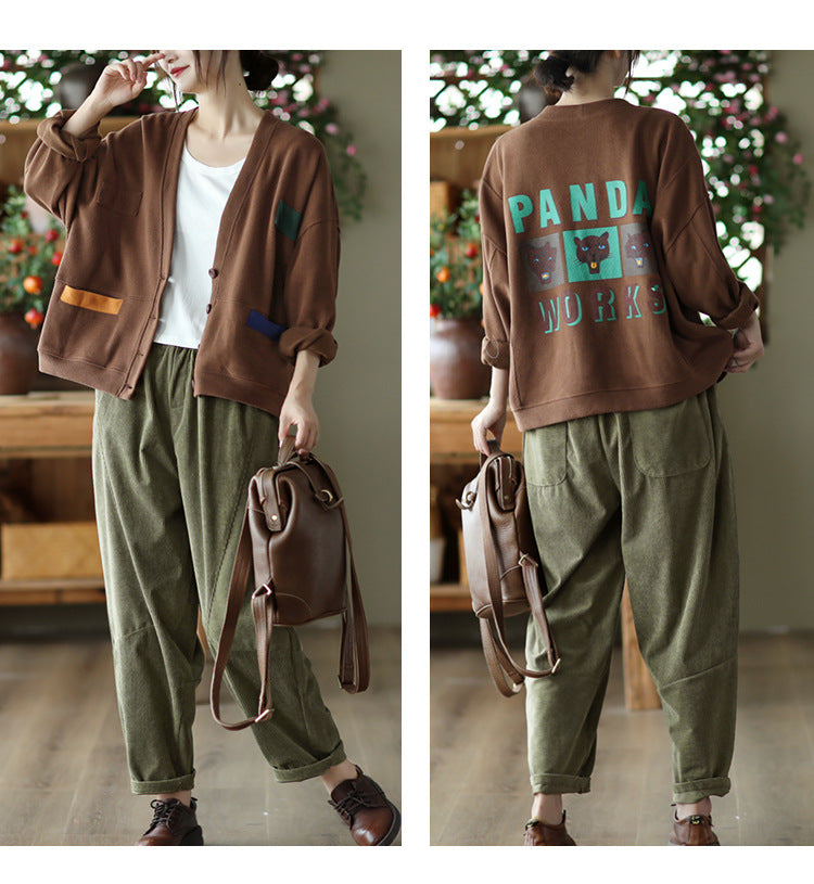 Retro Corduroy Harlan Pants Female
