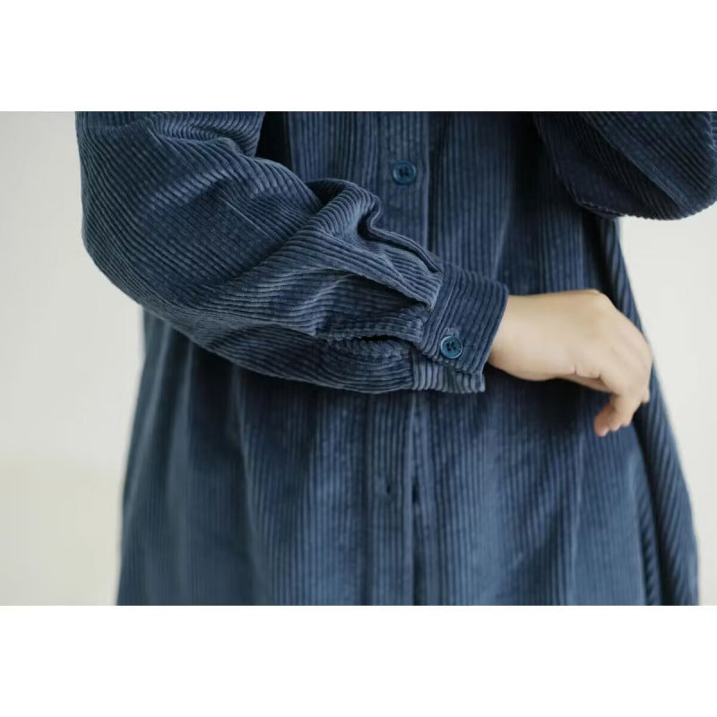 Women's Retro Navy-Style Collar Long-Sleeve Dress