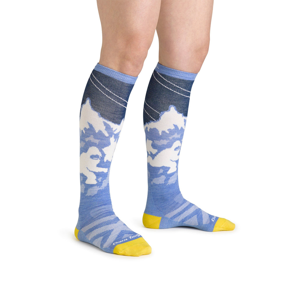Ladies Over-the-Calf Patterned Lightweight Ski Snowboard Merino Wool Socks
