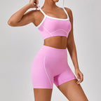 Outdoor Sports Yoga Suits Women's Spaghetti Strap Contrast Color Fitness Set Outfits